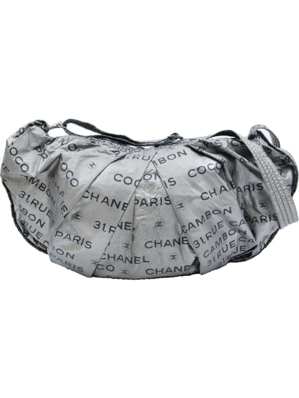 Chanel Unlimited Logo Nylon Tote Shoulder Bag Silver